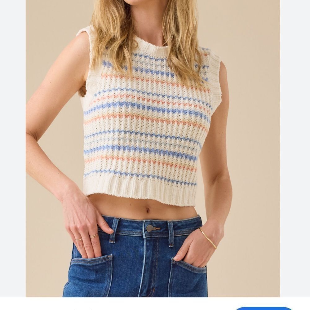 Altar'd State Striped Knit Multicolor Striped Sweater Vest